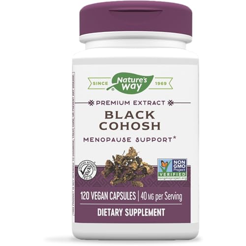 Nature's Way Premium Black Cohosh, Menopause Support for Women*, 40 mg per serving, 120 Vegan Capsules