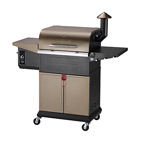 Z GRILLS Wood Pellet Grill Smoker with PID Technology, Auto Temperature Control, Direct Flame Searing Function, 572 sq in Cooking Area for Outdoor BBQ, 600D, Bronze