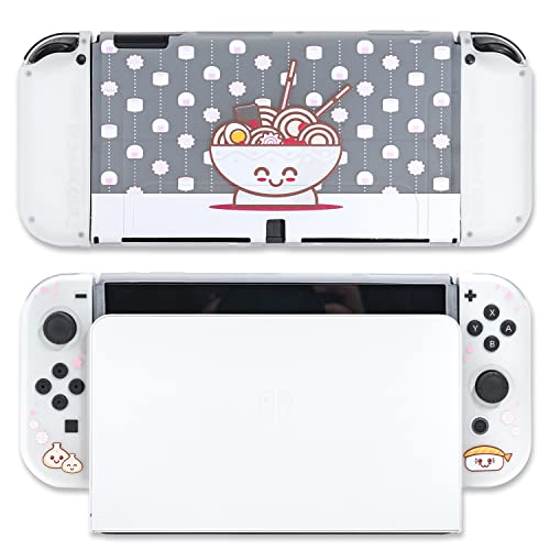 BelugaDesign Ramen Sushi Switch Case | Food Dumpling Noodles Japanese Cute Kawaii Pastel Case | Cover Snap on Shell Compatible with Nintendo Switch (Switch OLED, Clear)