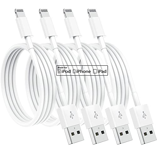 4 Pack [Apple MFi Certified] Apple Charging Cables 6ft, iPhone Chargers, Lightning Fast iPhone Charging Cord for iPhone 12/11/11Pro/11Max/ X/XS/XR/XS Max/8/7, ipad(White)