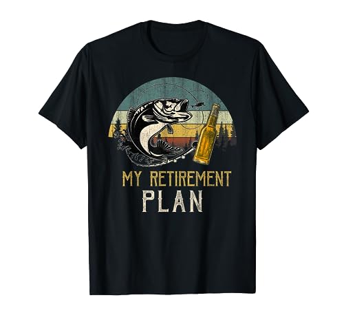 Retro Vintage My Retirement Plan Drinking Beer And Fishing T-Shirt