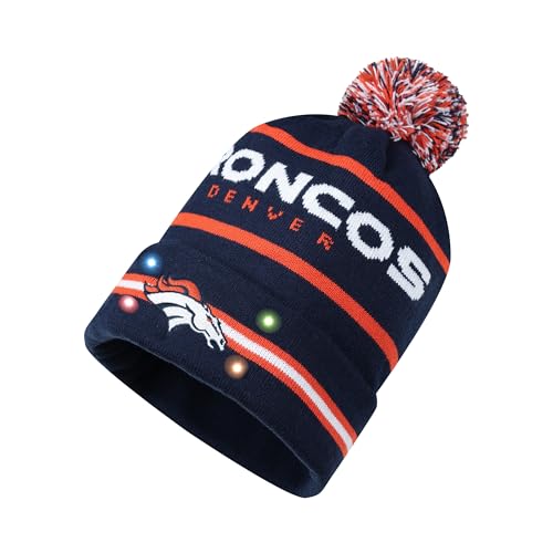 FOCO NFL Unisex-Adult Officially Licensed LED Light Up Classic Cuffed Knit Beanie Cold Weather Hat (Denver Broncos)