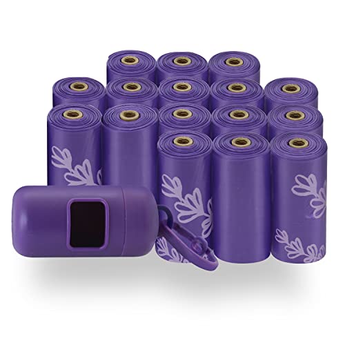 Best Pet Supplies Dog Poop Bags (240 Bags) for Waste Refuse Cleanup, Doggy Roll Replacements for Outdoor Puppy Walking and Travel, Leak Proof and Tear Resistant, Thick Plastic - Purple