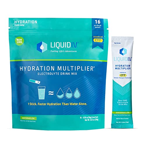 Liquid I.V. Hydration Multiplier - Watermelon - Hydration Powder Packets | Electrolyte Drink Mix | Easy Open Single-Serving Stick | Non-GMO | 16 Sticks