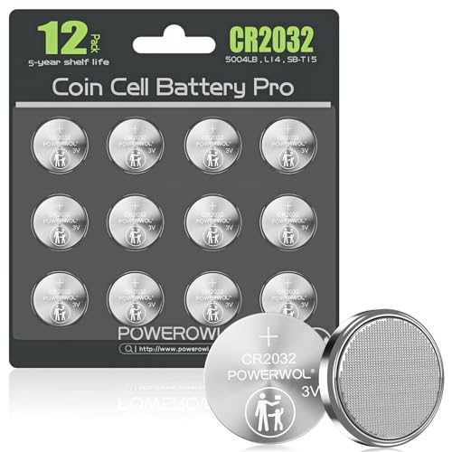 POWEROWL High Capacity CR2032 Battery 12 Pack - CR2032 Lithium 3V Coin Battery Replacement for Apple Airtag Key Fob Remote Controller LED Candles Glucometer