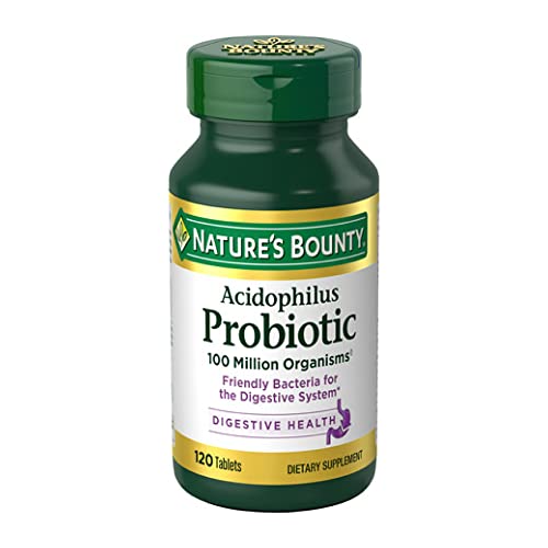 Nature's Bounty Acidophilus Probiotic, Daily Probiotic Supplement, Supports Digestive Health, 1 Pack, 120 Tablets