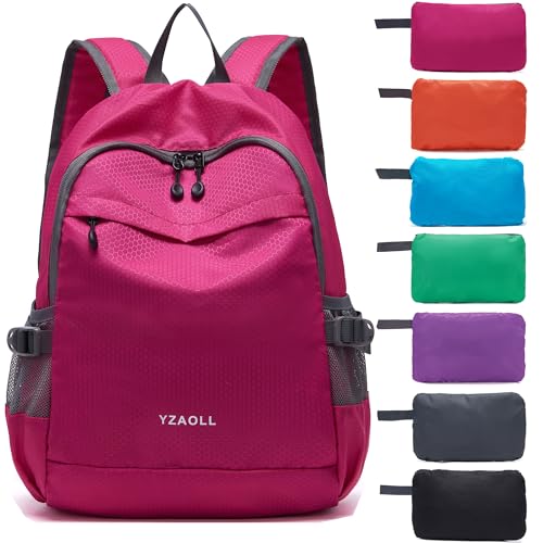 YZAOLL Small Lightweight Packable Hiking Backpack, 20L Hiking Backpack Day Pack for Women Men Travel Camping Vacation,Rose
