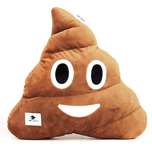 HongMall Cute Plush Poop Pillow Cushion Toy Throw Pillows Gift for Friends, Kids and Dogs, 13.8x13.8 Inch (Brown)