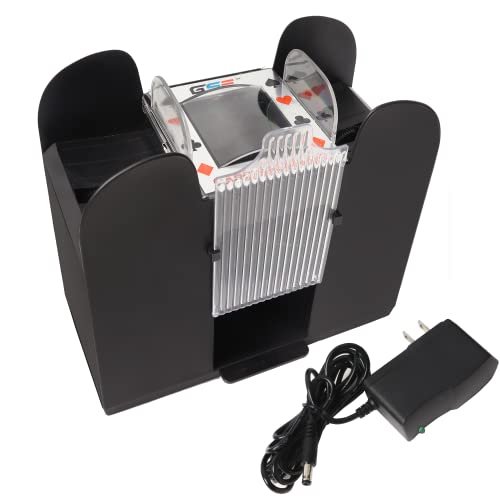 GSE 6-Deck Automatic Card Shuffler, AC/DC-Power & Battery-Operated Electric Shuffler Machines for Playing Cards, Blackjack, Texas Hold'em, Canasta, Bridge, UNO, Trade Card Games