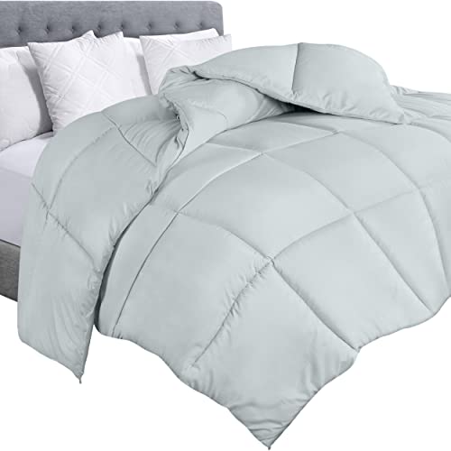 Utopia Bedding Comforter Duvet Insert - Quilted Comforter with Corner Tabs - Box Stitched Down Alternative Comforter (Queen, Light Grey)