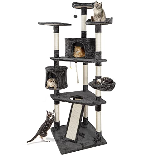 ZENY 79 Inch Cat Tree, Multi-Level Cat Tower with Scratching Posts and Play House, Indoor Cat Furniture Condo Kitty Activity Center