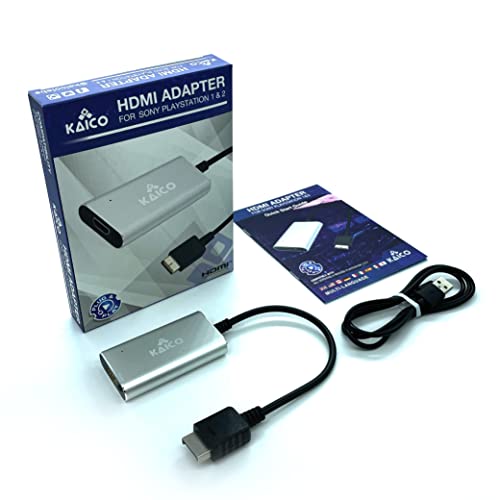 Kaico PS1 HDMI / PS2 AV Cable for All Sony Playstation & PS2 Models - Built in Switch to swap Between RGB or Component - PS1 & PS2 to HDMI Converter Allows Any PS to Connect to Any HD TV