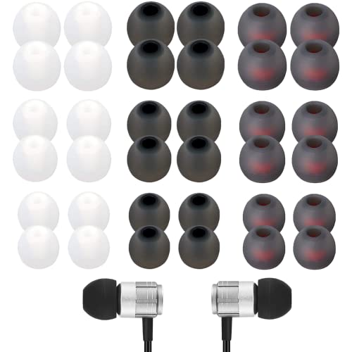 ANQFZQE Ear Tips for in-Ear Headphones, 36 Pcs Earbuds Replacement Tips Silicone, Replacement Earbud Tips with Excellent Noise Isolation and Comfort, 3 Color, S/M/L