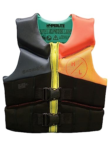 HyperLite Elite Youth Life Jacket, US Coast Guard Approved Level 70 Buoyancy Aid, Great for Any Water Sports Activity Including Boating, Paddle & Swimming, Youth Boys, 50-90lbs