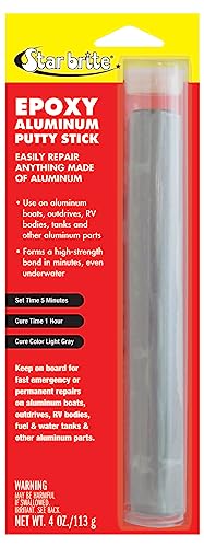 STAR BRITE Waterproof Epoxy Aluminum Putty Stick - Quick & Permanent Repairs for Boats, RVs, Outdrives, Tanks and More - Works Underwater, Easy to Use, Bonds Fast - 4 OZ (087004)