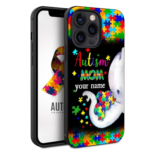 Mom Elephant vs Autism Kid Colorful Custom Autism Mom Phone Case Compatible with iPhone 11 12 13 14 15 Pro Max Samsung Z Filp 3/4 Galaxy S23 S22 S21 S20 FE A14 A54 A03S A13 A53 Note 20 Moto