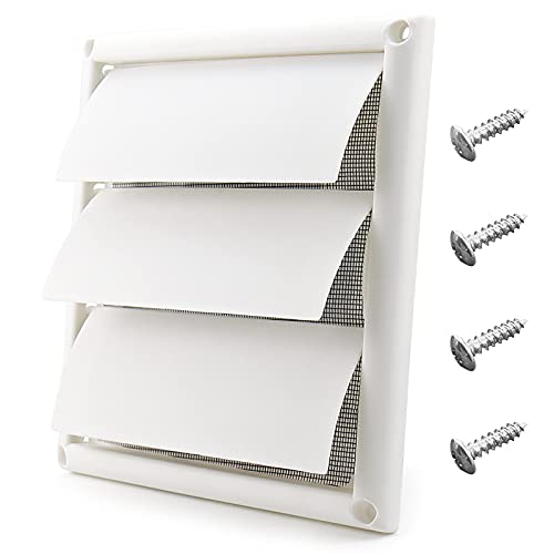 Funmit 6' Louvered Vent Cover 8' x 8' Oversize Outside Dimensions for Exterior Wall Vent Hood Outlet Airflow Vent Dryer Air Vent (White)