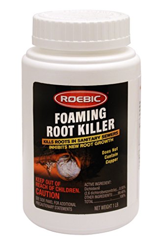 Roebic FRK-1LB Foaming Root Killer: Clear Pipes, Stop New Growth, Safe for All Plumbing - 1lb, White, Granules