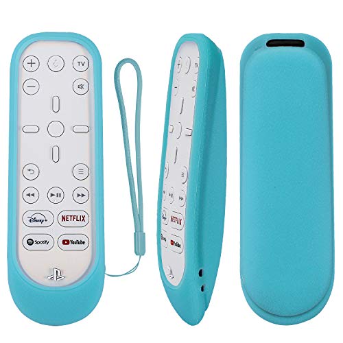 CHUNGHOP Protective Silicone Remote Case for Playstation 5 Media Remote Control, PS5 Media Remote Cover, Shockproof Washable Cover with Loop-Glow in Dark Blue