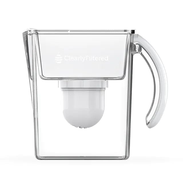 Clearly Filtered No. 1 Filtered Water Pitcher for Fluoride/Water Filter Pitcher with Affinity Filtration, BPA/BPS Free/Targets 365+ Contaminants Including Fluoride, Lead, PFOA (Pitcher + 1 Filter)
