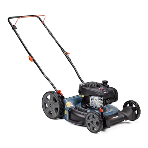 SENIX LSPG-M4 21-Inch Gas Push Lawn Mower with 125 cc 4-Cycle Briggs & Stratton Engine, Mulching and Side Discharge, 6-Position Dual Lever Height Adjustment