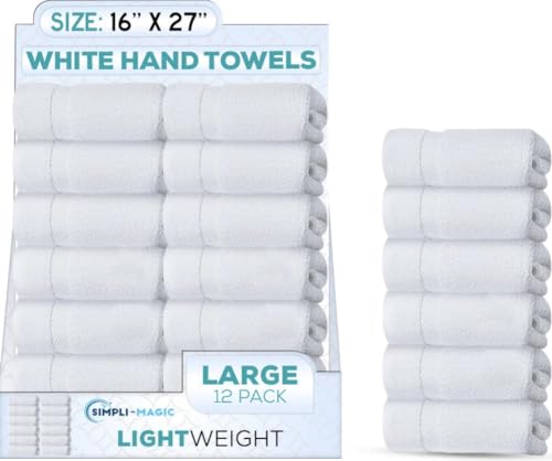 Simpli-Magic 79251 White Hand Towels, 16'x27', 12 Pack