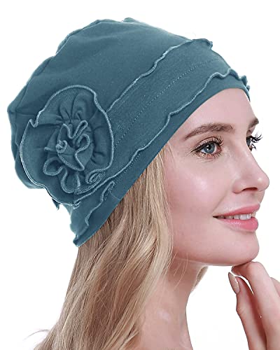 osvyo Chemo Headwear Turban Cap for Women - Cancer Beanie Hair Loss Sealed Packaging Cerulean Blue