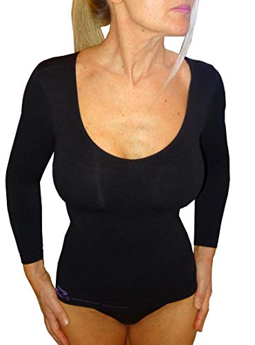 Shaping Thermal Slimming Long Sleeves Woman Vest Anti Cellulite in Emana bioFIR Yarn (Black, M)