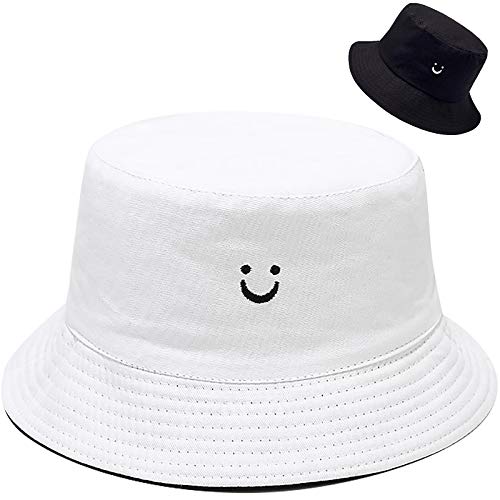 Malaxlx Black White Bucket Hat Beach Sun Hat Aesthetic Fishing Hat for Men Women Teens, Reversible Double-Side-Wear