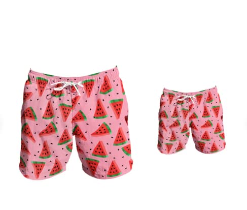 Father Son Matching Outfit inPink: Father Son Matching Swim Trunks, Father and Son Matching Swimsuit Boy- 9-10-Y