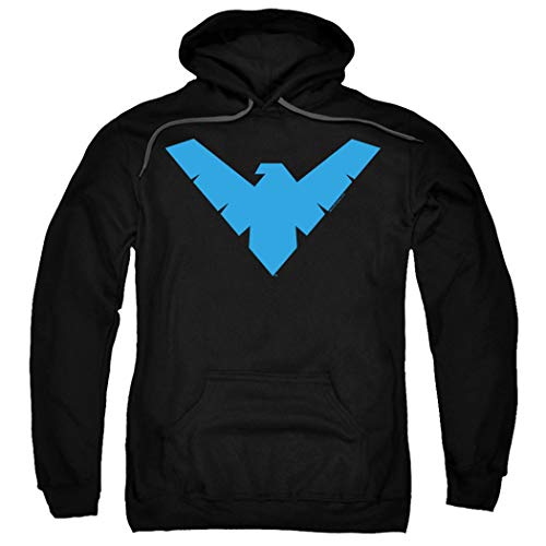 Popfunk Nightwing Logo Pull-Over Hoodie Sweatshirt & Stickers (Medium) Black