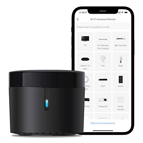 BroadLink RM4 Mini IR Universal Remote Control (2.4 GHz Wi-Fi Only), Smart Home Automation Wi-Fi Infrared Blaster for TV, AC, STB Audio, Works with Alexa, Google Home, IFTTT