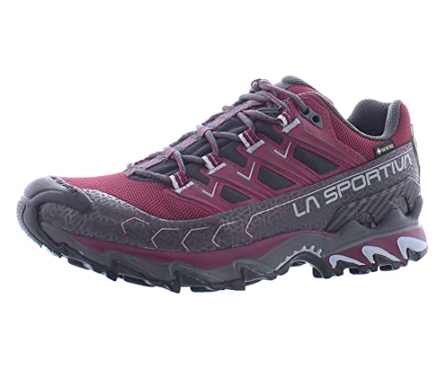 La Sportiva Womens Ultra Raptor II GTX Trail Running Shoes, Red Plum/Carbon, 7