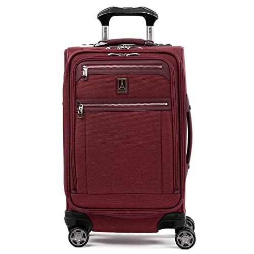 Travelpro Platinum Elite Softside Expandable Carry on Luggage, 8 Wheel Spinner Suitcase, USB Port, Suiter, Men and Women, Bordeaux Red, Carry On 21-Inch