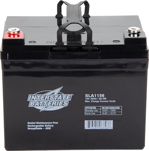 Interstate Batteries 12V 35Ah Battery (Insert Terminal) SLA AGM VRLA Rechargeable Replacement for Construction Devices, Electric Stations, Backup Energy Storage (SLA1156)