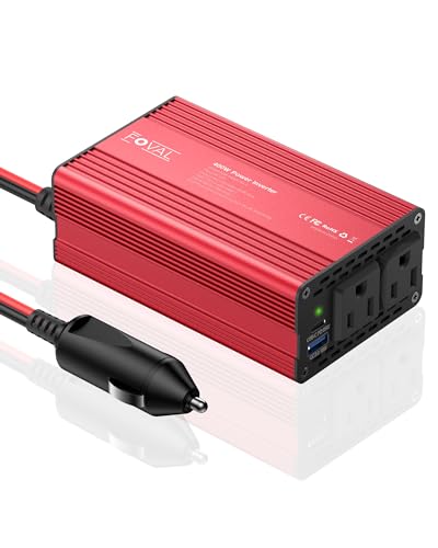 FOVAL 400W Power Inverter 12V DC to 110V AC Car Plug Adapter Outlet Converter with [65W PD USB-C] & [18W QC USB-A] Fast Charging Ports and 2 AC Outlets Car Power Inverters for Vehicles