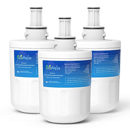 EcoAqua EFF-6011A Refrigerator Water Filter, Replacement for Samsung DA29-00003G, Aqua-Pure Plus, DA29-00003B, HAFCU1, DA29-00003A, 3 Filters