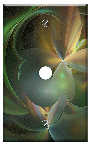 Single Hole Device Telephone/Cable Wall Plate Cover - Abstracts Floral Petals Green Lights Lighting