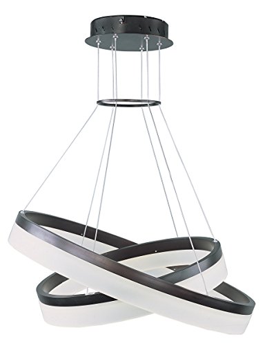 ET2 E22455-11BZ Saturn 2-Tier LED Multi-Light Pendant, Bronze Finish, Matte White Glass, PCB LED Bulb, 13W Max., Damp Safety Rated, 3000K Color Temp., Standard Triac/Lutron or Leviton Dimmable, Fabric Shade Material, 4000 Rated Lumens