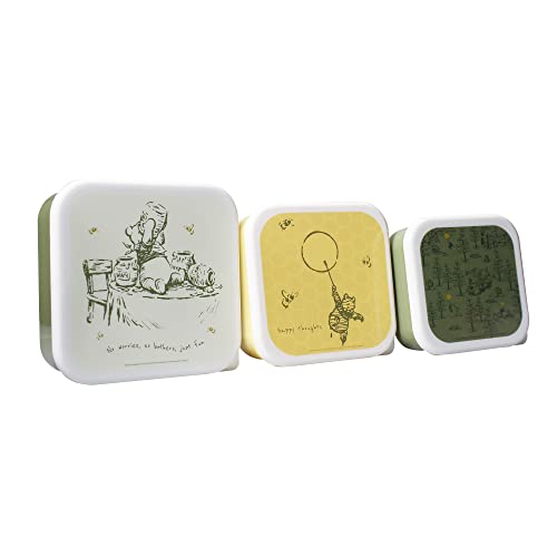 Winnie the Pooh Disney Set of 3 Lunch Boxes with Lids - BPA Free Food Containers - Lunch Box - School Lunch Box - Snack Box Container - Stack Lunch Box - Disney Lunch Box
