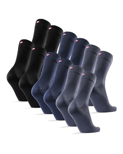 DANISH ENDURANCE 6 Pack Bamboo Viscose Socks, Soft & Breathable for Men & Women, Multicolor (2 x black, 2 x navy, 2 x grey), US Women 11-13 // US Men 9.5-12.5