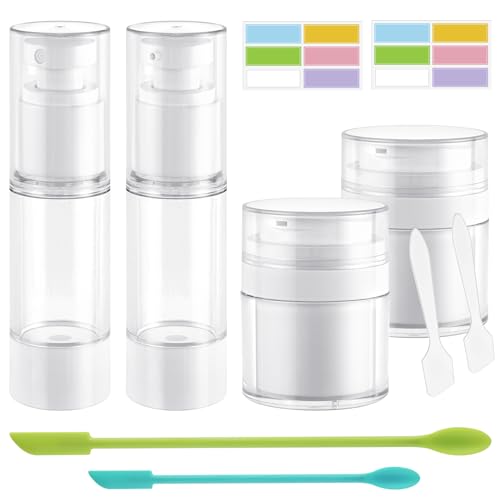 4 Pack Airless Pump Jars, 1oz Vacuum Moisturizer Container with Pump Lotion Pump Dispenser Refillable Cosmetic Skincare Travel Container for Lotions Cream Foundation Liquid