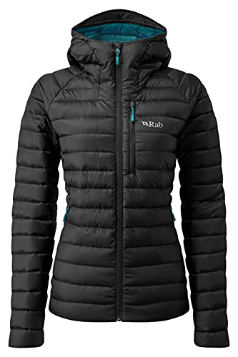 RAB Women's Microlight Alpine Down Jacket for Hiking, Climbing, & Skiing - Black - Medium