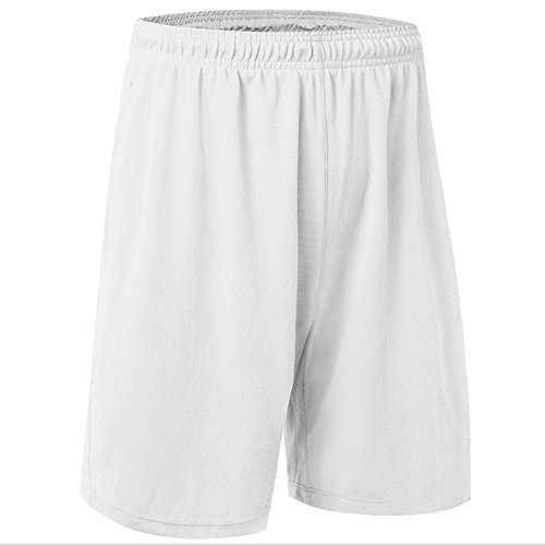 TopTie Big Boys Youth Soccer Short, 8 Inches Running Shorts with Pockets-White-S/ 8
