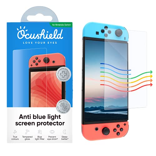 Ocushield Anti Blue Light Tempered Glass Screen Protector for Nintendo Switch Console - Protect Kids Eyes from Strain and Fatigue