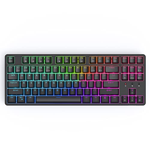 CIY X77 Hot-Swappable Mechanical Keyboard/RGB Gaming Keyboard/USB C/Anti Ghosting/N-Key Rollover/Compact Layout 87 Key/Detachable Magnetic Upper Cover/Wired Keyboard for Mac Windows