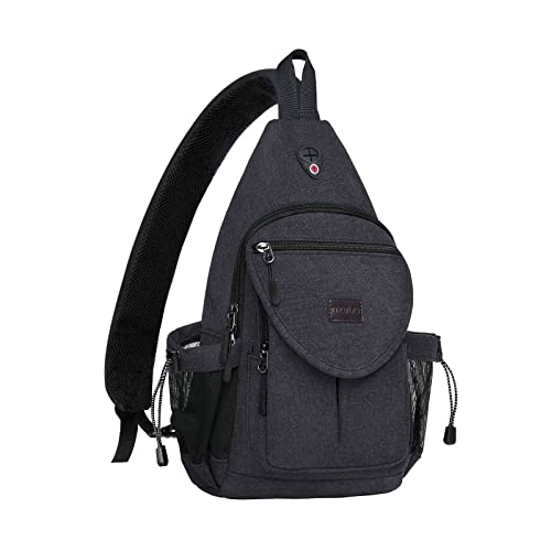 MOSISO Sling Backpack,Canvas Crossbody Hiking Daypack Bag with Anti-theft Pocket, Space Gray
