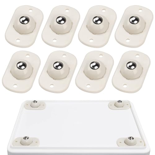 Self Adhesive Mini Caster Wheels, Stem Casters Roller Bearing, 360° Rotation Universal Wheel, Sticky Pulley for Trash Can, Storage Box, Small Furniture (8, White-Swivel)