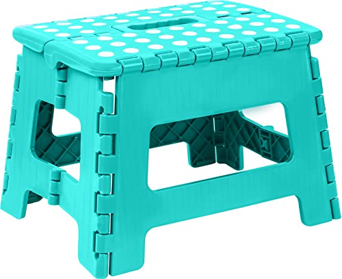 Utopia Home Folding Step Stool - (Pack of 1) Foot Stool with 9 Inch Height - Holds Up to 300 lbs - Lightweight Plastic Foldable Step Stool for Kitchen, Bathroom & Living Room (Teal)