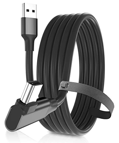 Basesailor Link Cable 16.5FT,USB A 3.0 to Type C 5Gbps VR Charging Charger Cord,Right-Angled USBC Connector Virtual Reality Headset PC Computer Gaming Wire Compatible with Oculus Meta Quest Pro 1 2,16